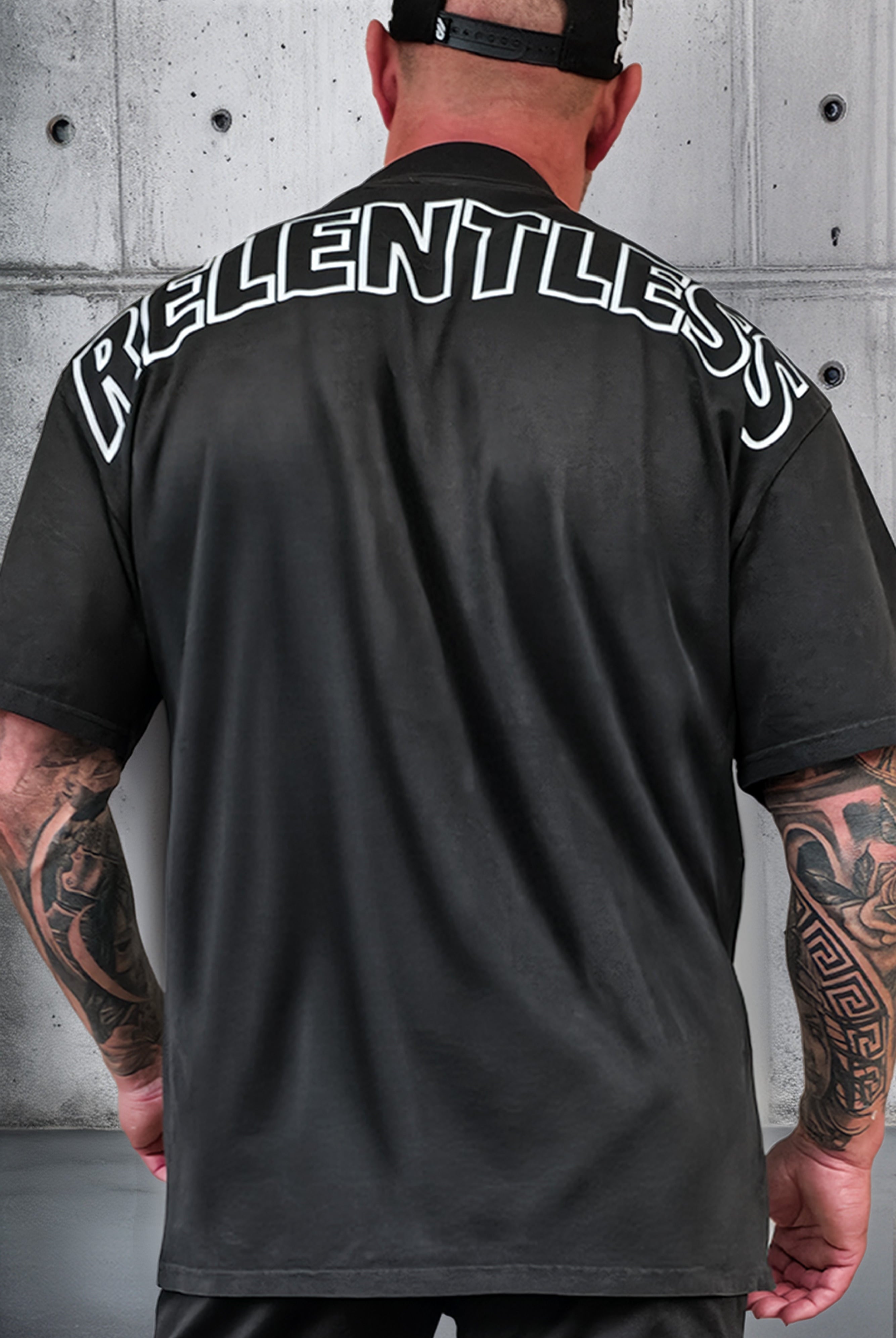 The Ark oversized gym tee - back view, heavyweight boxy fit