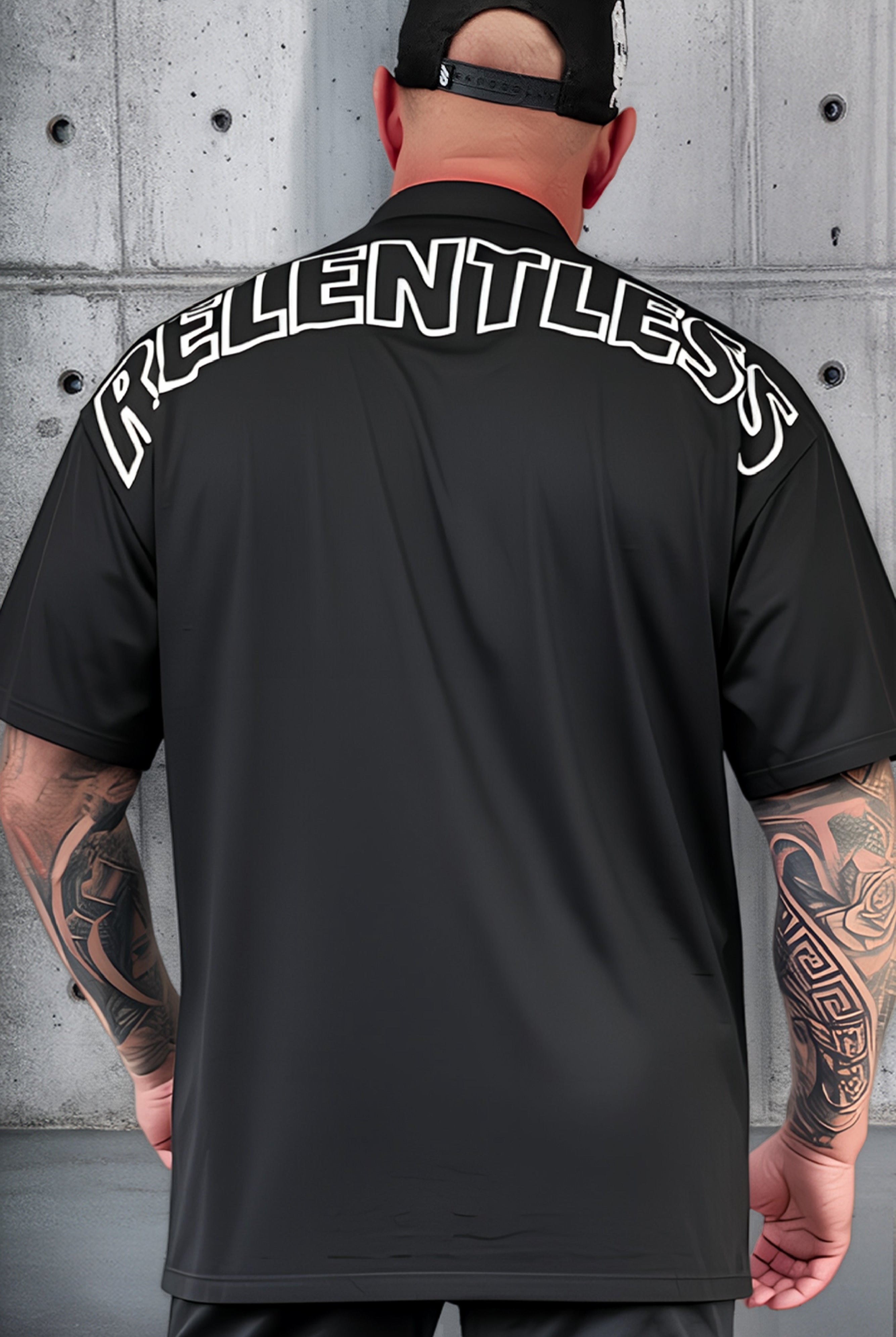 JCKD Ark oversized gym tee in black, back view