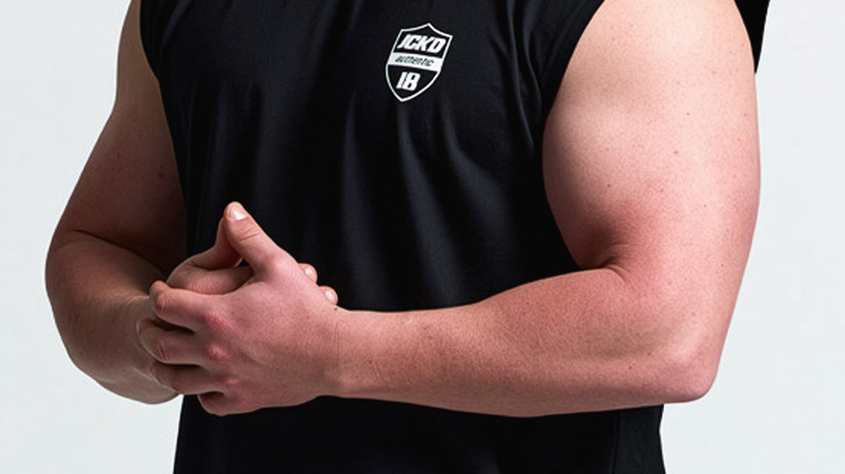 RTLS 1019 Vertical Shield Tank in black, 220 GSM combed cotton men's gym tank top with hemmed armholes
