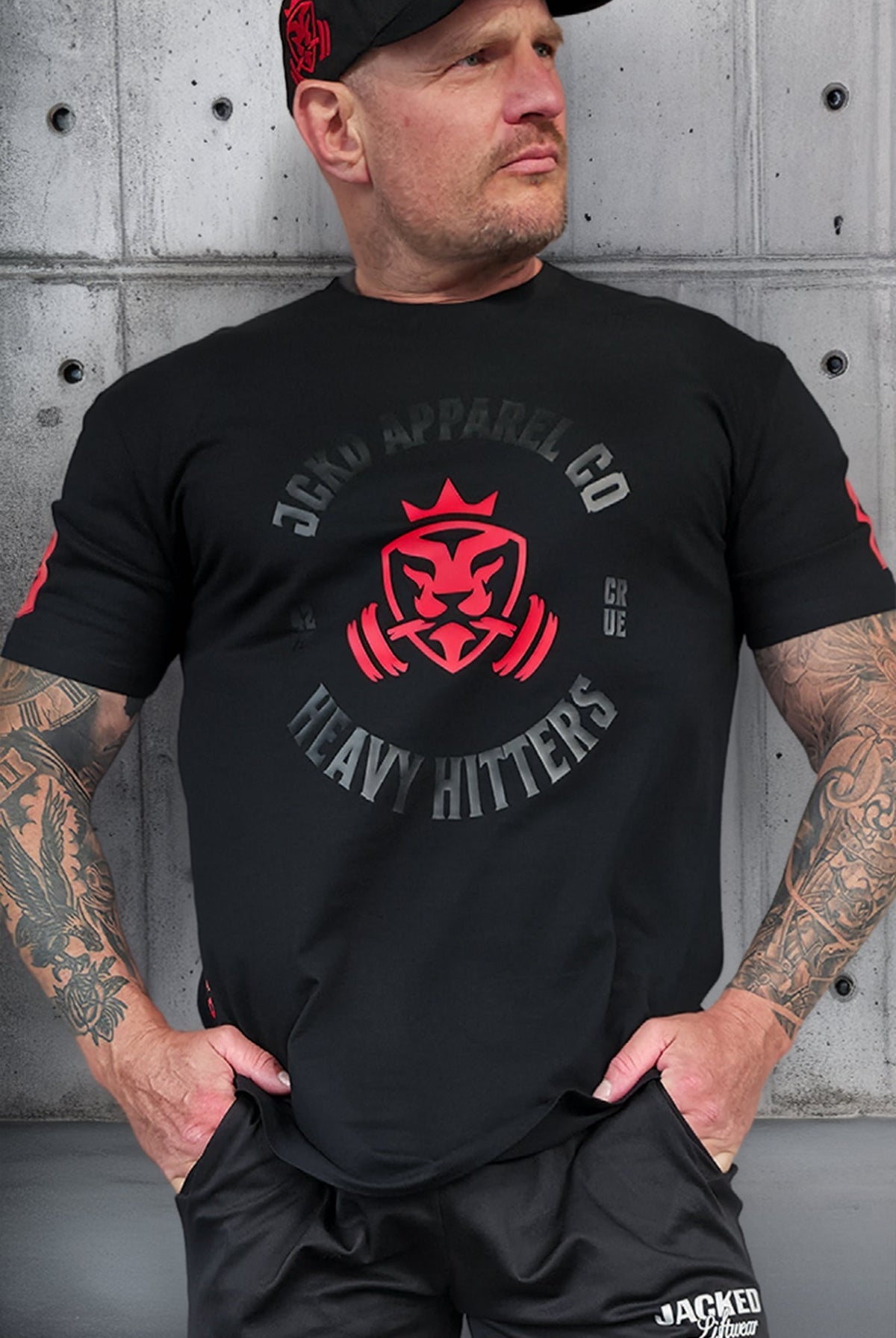 JCKD 3018 Crowned Lifter Tee in black — 180 GSM combed cotton classic-fit gym tee, the base layer of a fitness apparel rotation