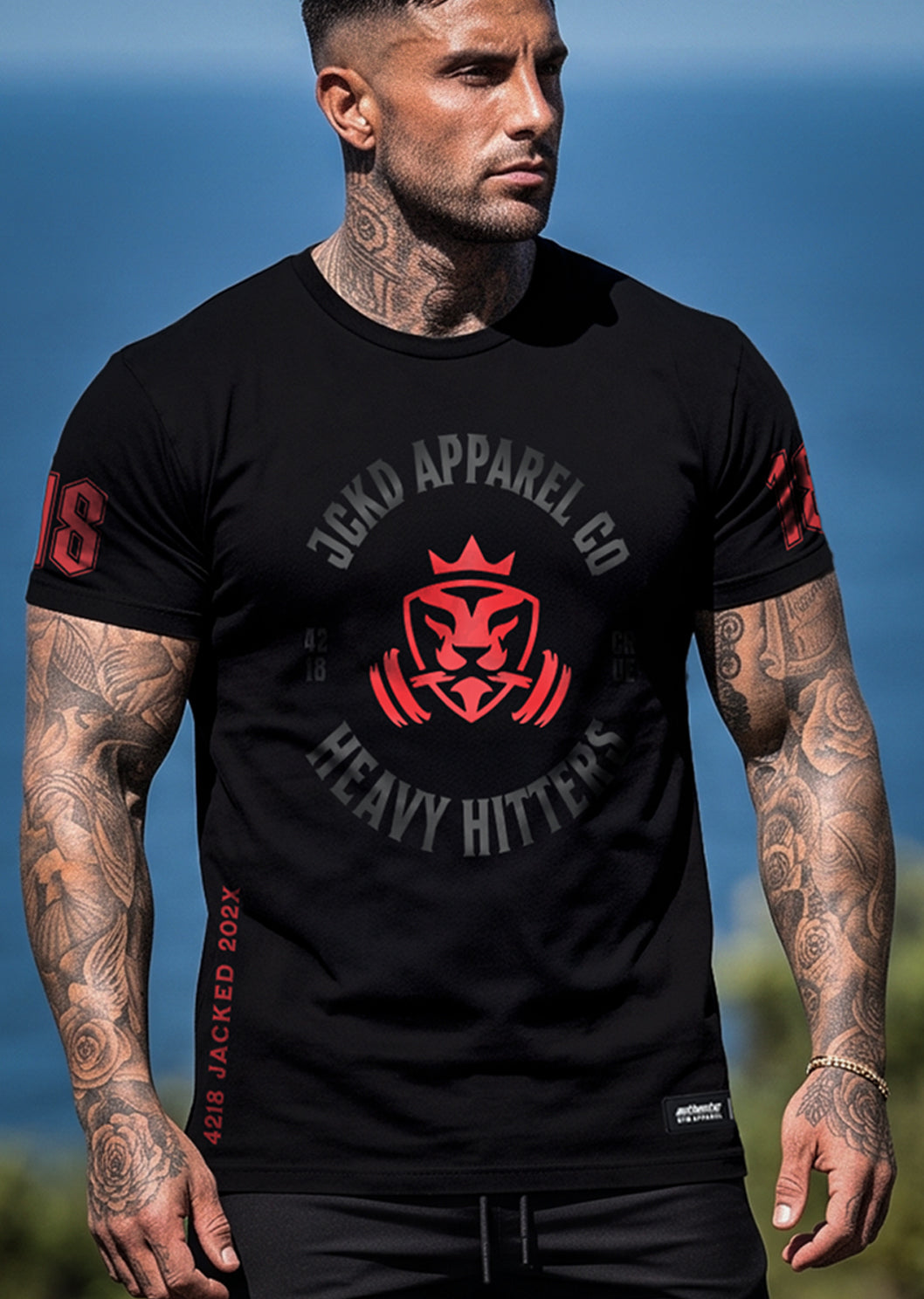 RTLS 3018 Crowned Lifter Tee black, bold crown graphic on premium 180 GSM cotton gym tee