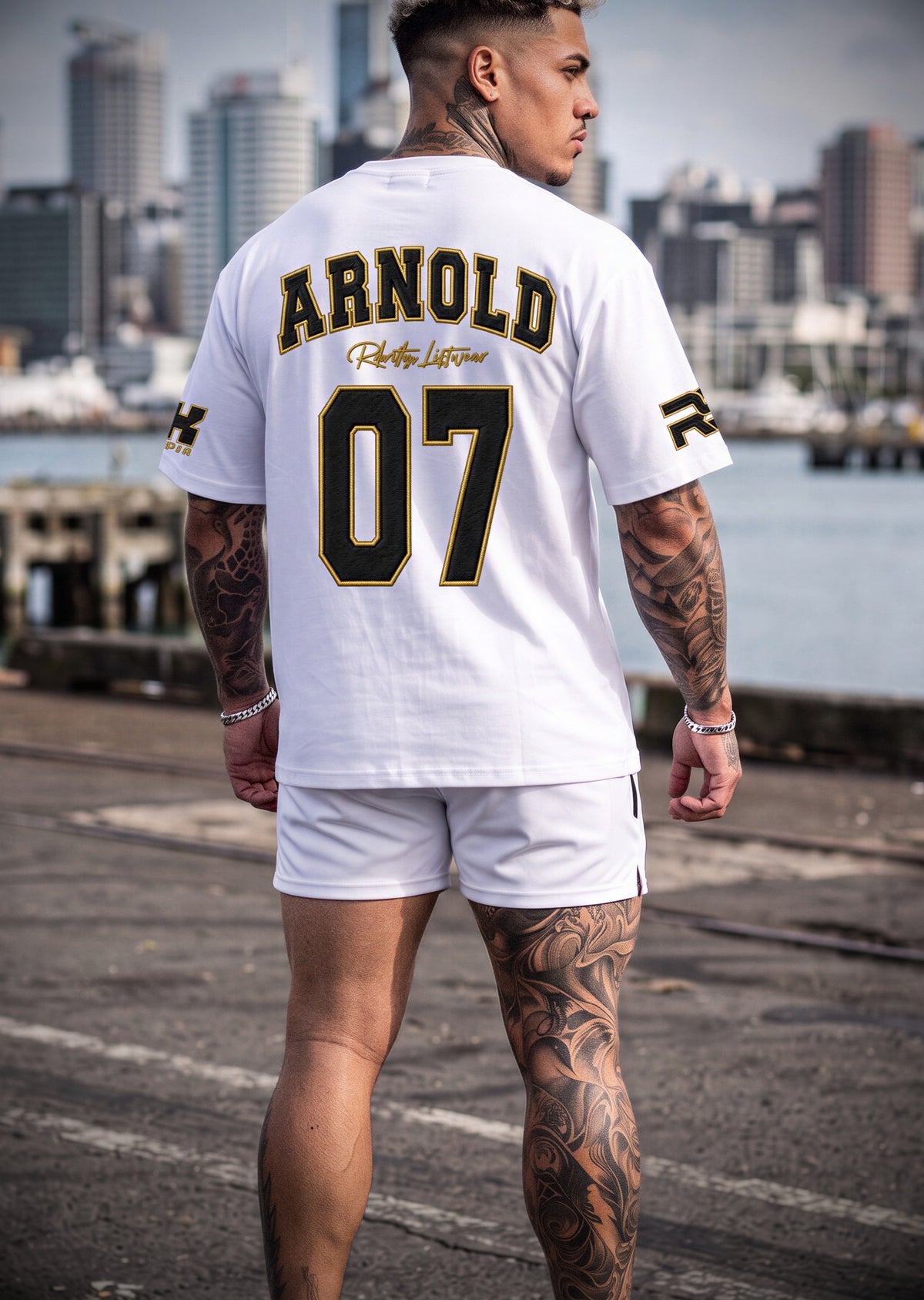 4018 Arnold 07 Oversized Tee white, back, ARNOLD 07 back print