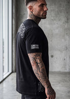 RTLS 3018 Relentless 18 Tee black colourway, premium 180 GSM cotton gymwear