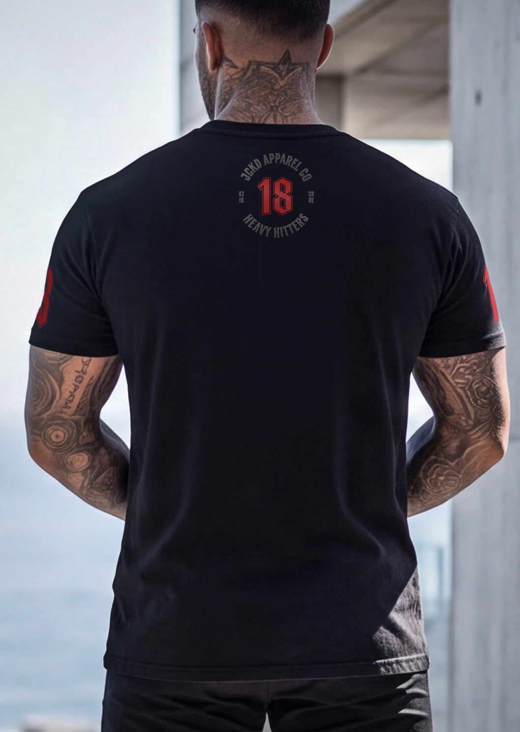 RTLS 3018 Crowned Lifter Tee black, crown print detail on heavyweight cotton gym tee