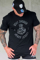 JCKD 3018 Kong 18 Stealth Tee black on black tonal gorilla graphic on heavyweight 220 GSM gym tee