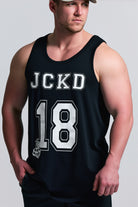 JCKD 1018 Kong 18 Singlet black, Jacked gorilla graphic on premium cotton bodybuilding gym singlet
