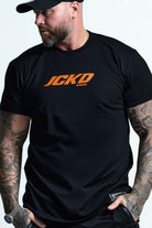 JCKD 3018 Vertical Tee orange, JCKD Authentic chest stamp on premium 220 GSM cotton gym tee