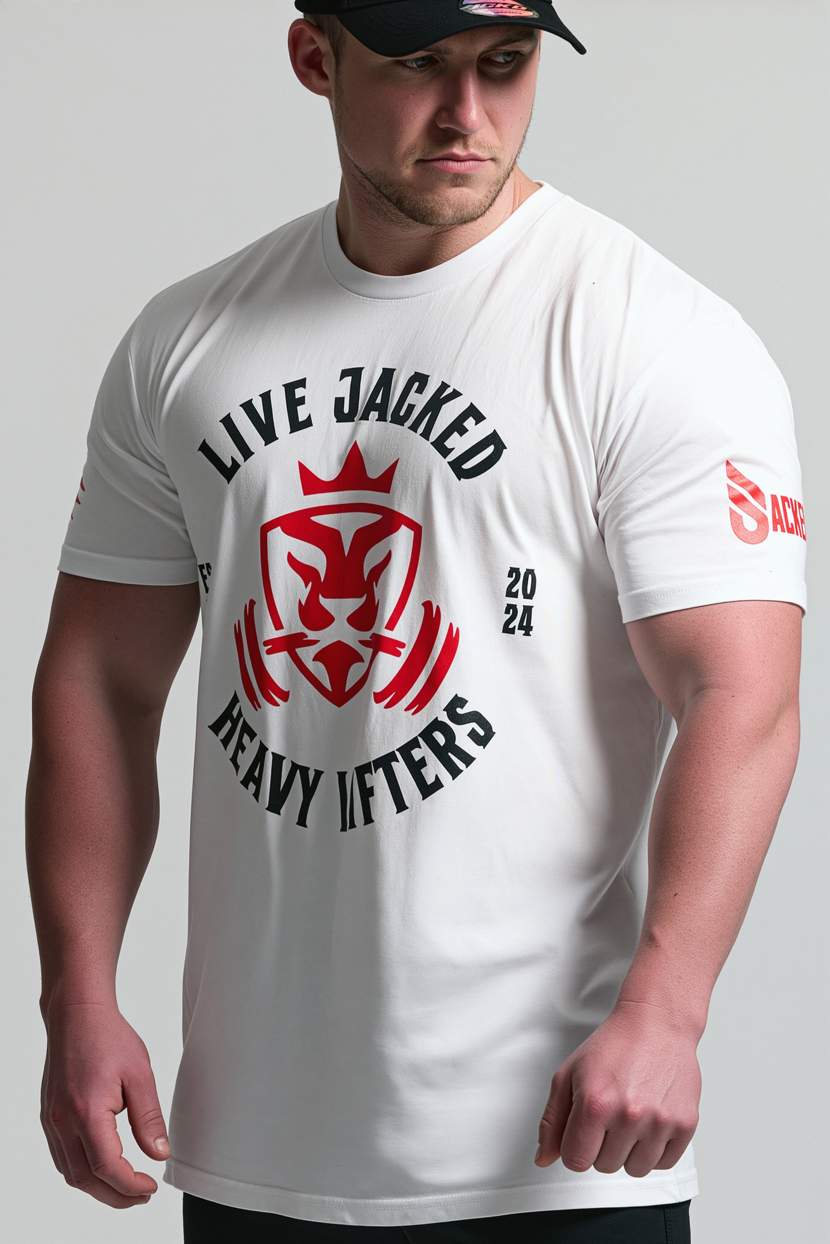 JCKD 3018 Crowned Lifter Tee black, bold crown graphic on premium 220 GSM cotton gym tee