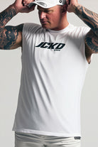 JCKD 1019 Vertical Division Tank, physique-showcasing sleeveless cut with bold vertical graphic for gym athletes