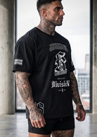 RTLS 4018 OG Relentless Oversized Tee black, bold Relentless 18 graphic on drop shoulder oversized gym tee