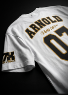 4018 Arnold 07 Oversized Tee white, RELENTLESS 07 chest print, 220 GSM combed cotton oversized tee